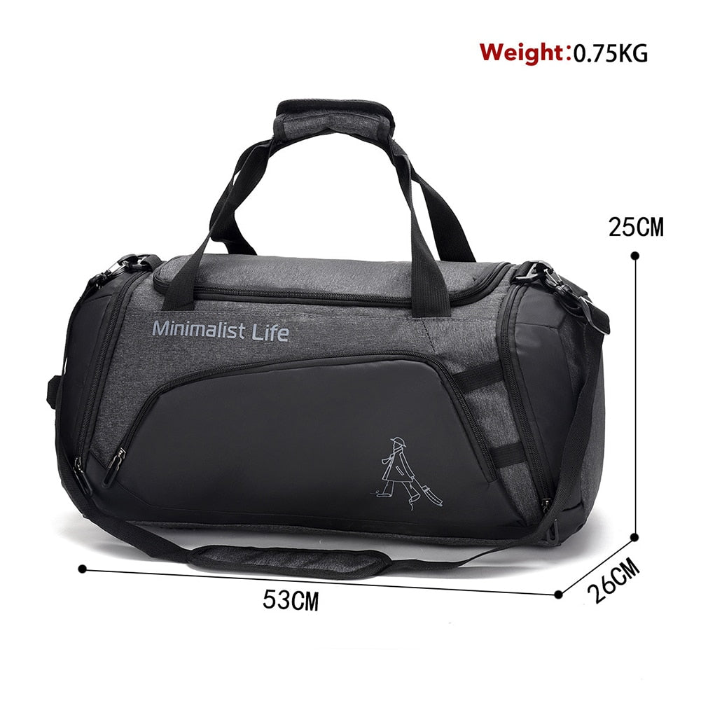 Nylon Fitness Bag Large Capacity Waterproof Sports Bag with Shoe Compartment Multifunctional Wear-resistant for Outdoor Football