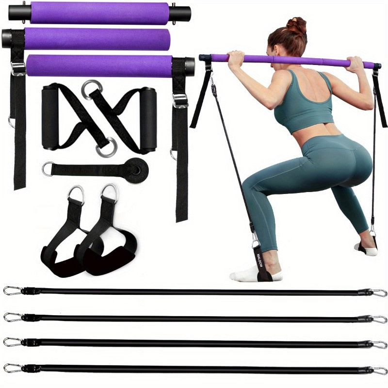 Pilates Bar Kit Elastic Resistance Belt For Yoga Pilates