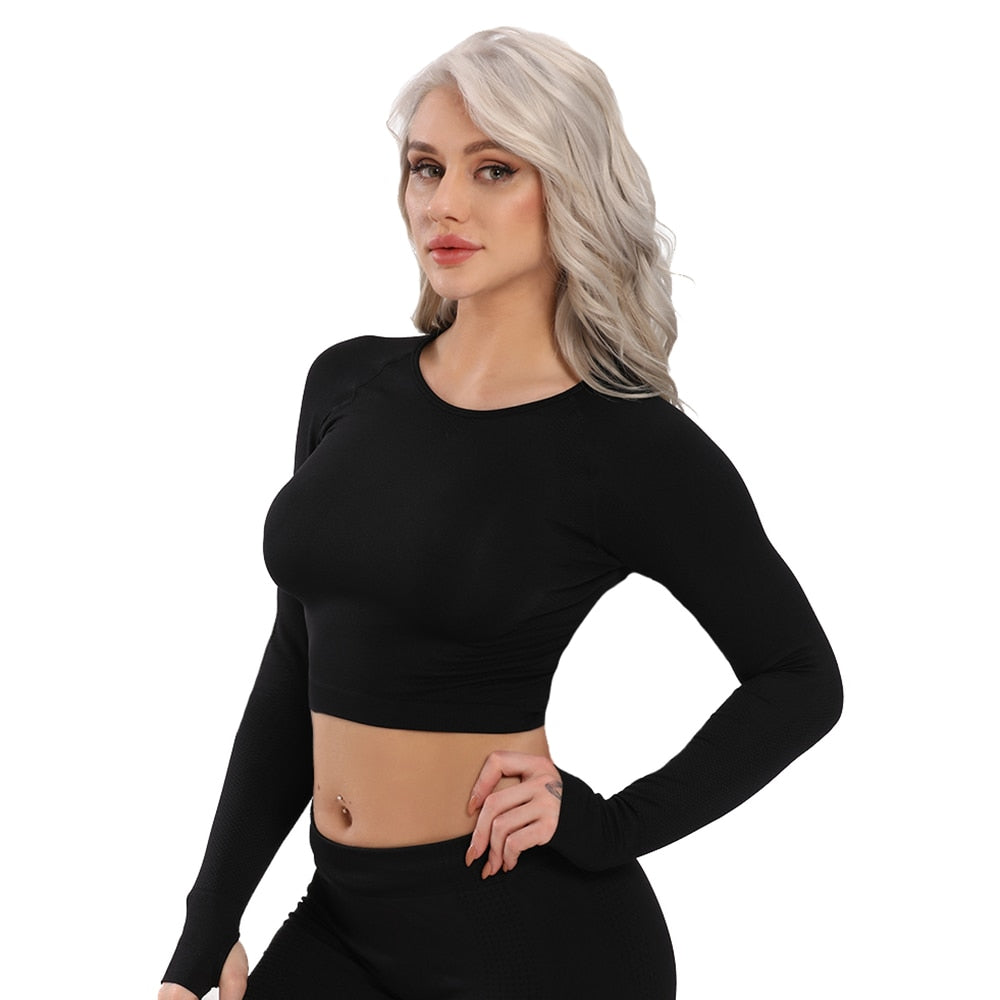 Seamless Yoga Crop Top Long Sleeve