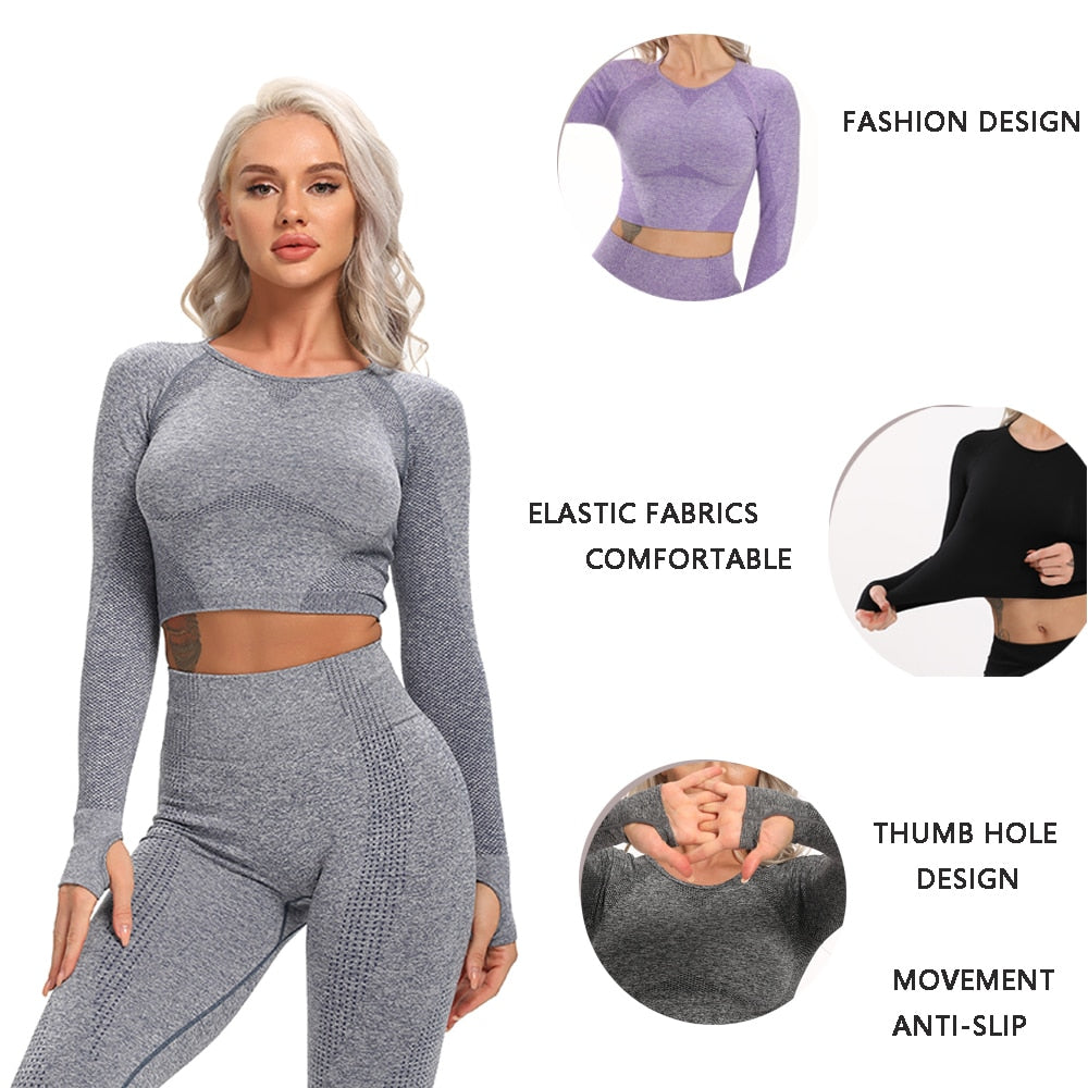 Seamless Yoga Crop Top Long Sleeve