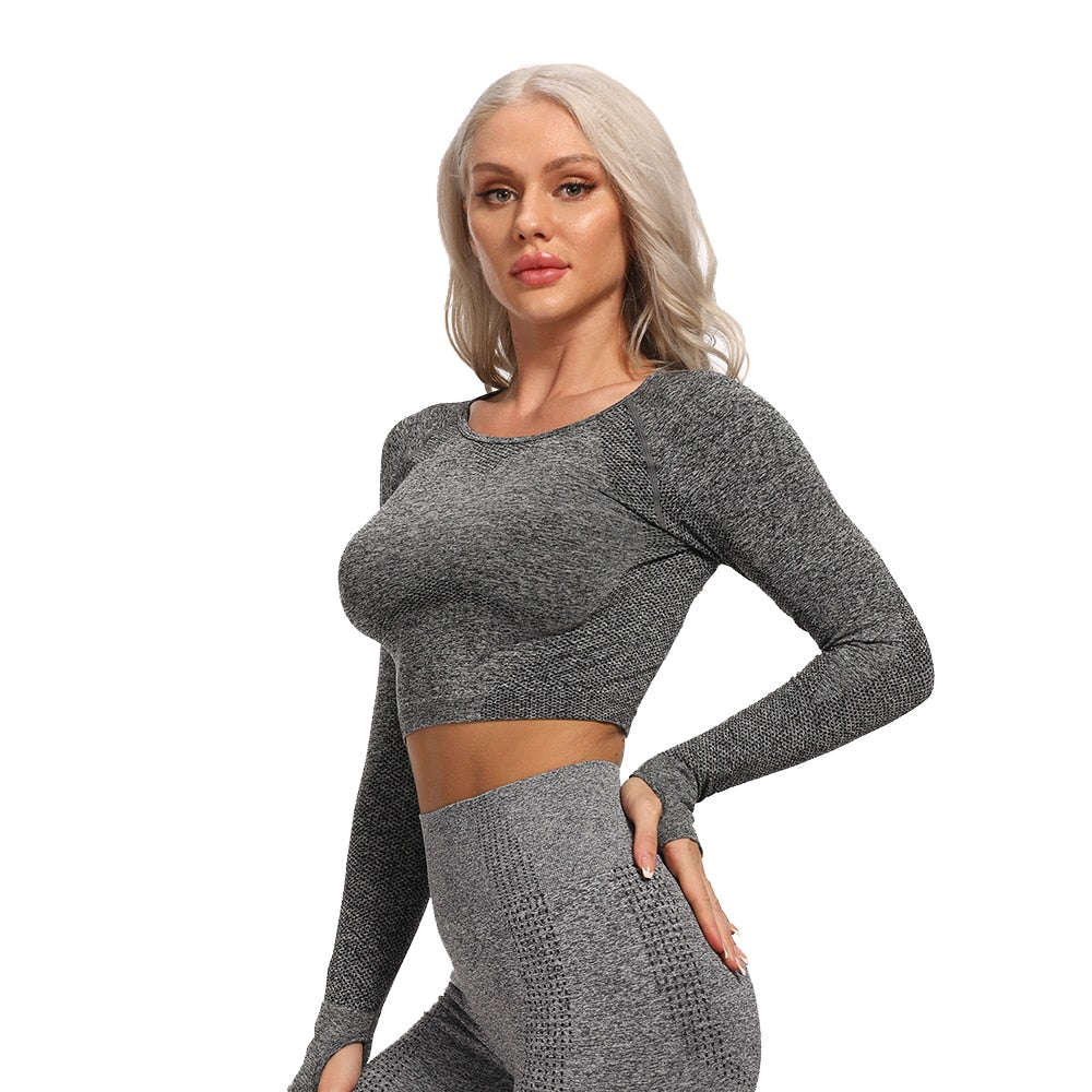 Seamless Yoga Crop Top Long Sleeve