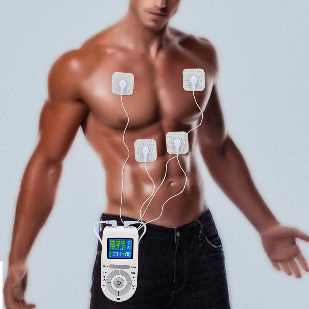 12 Modes Tens Machine Unit 4 Electrode Pads for Pain Relief Pulse Massage EMS Muscle Stimulation Tens Electroestimulador