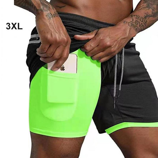 Men Sports Shorts Training Basketball Jogging Five-point Pants Plus Size 2 In 1 Double-deck Quick Dry Sportswear Accessories